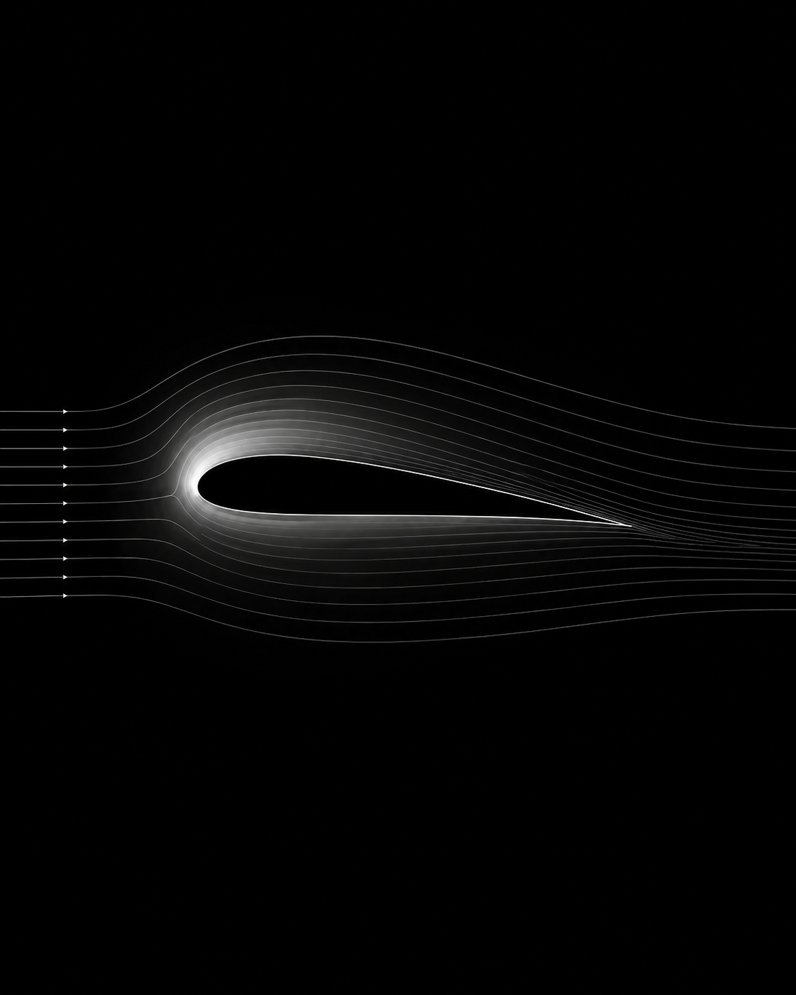 Airfoil flow visualization representing aerodynamic research