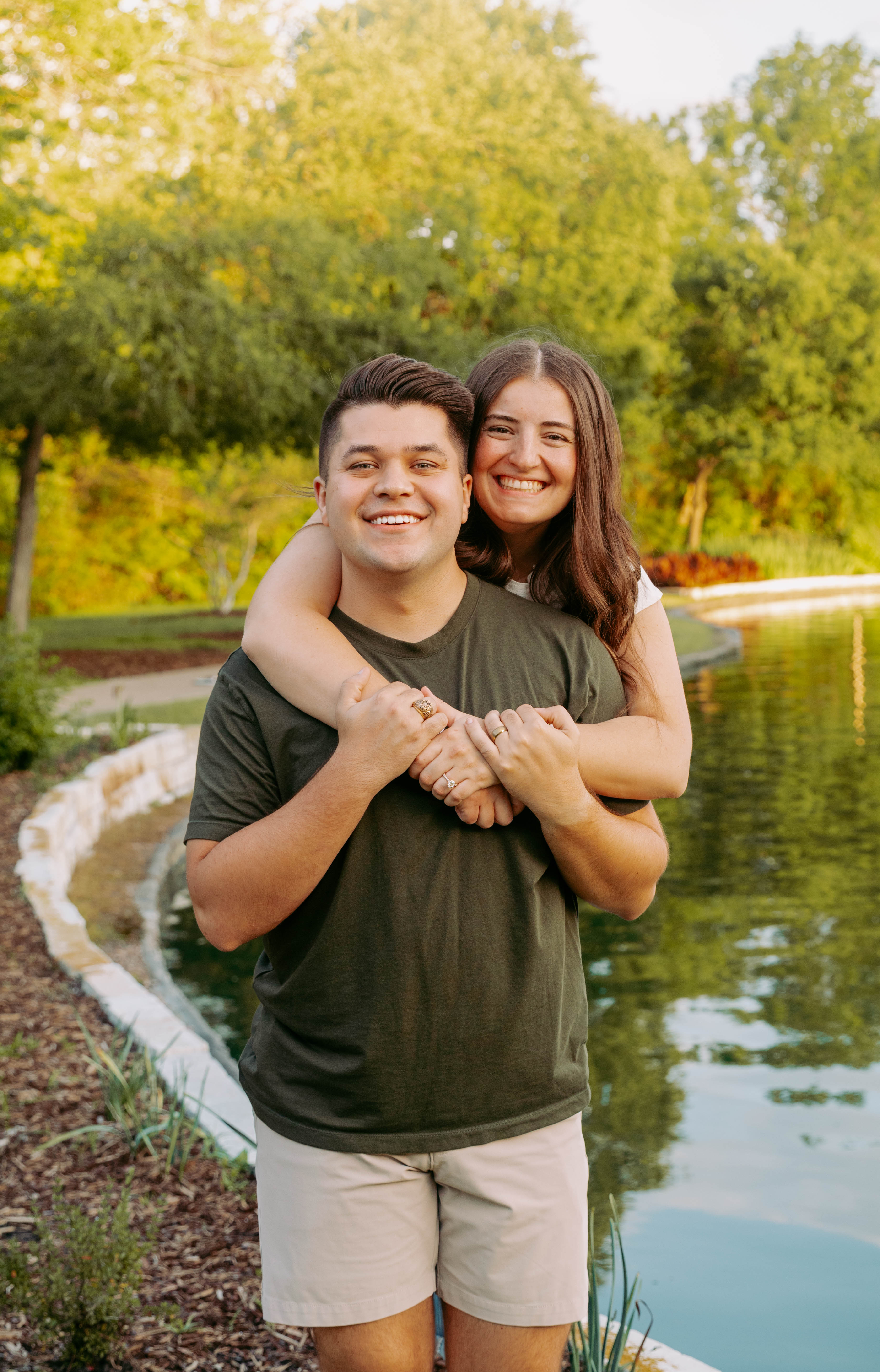 Braden and Gracie together in a garden